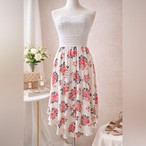 NoBo Strapless Floral Dress Size M – Smocked Bodice, Flowy Skirt